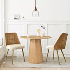 Ensemble table à manger ronde pour 2, Table piédestal moderne de 89 cm et chaises de salle à manger rembourrées avec dossiers en rotin, parfait pour les petits espaces de salle à manger-Panipeachy