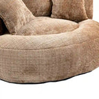 Fauteuil d'appoint rond surdimensionné avec haut dossier enveloppant, revêtement en chenille et 3 coussins