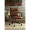 Chaise de bureau de direction ACME Harith, cuir pleine fleur marron rétro
