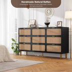 Commode en rotin pour la chambre, meubles à tiroirs grande capacité pour le rangement, adaptés au salon, à l'entrée et à la chambre d'enfant.
