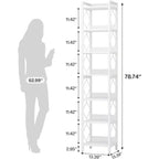 Tribesigns 78,7" Étagère étroite, Bibliothèque autoportante à 7 niveaux