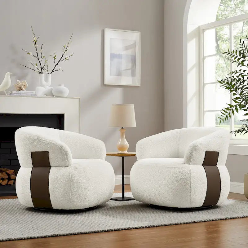 Fauteuil moderne Kieon 33W 360 pivotant en forme de tonneau - Lot de 2