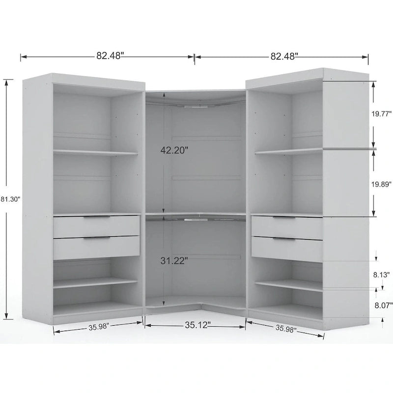 Mulberry 2.0 Semi-ouvert 3 sections Moderne 4 tiroirs Armoire d'angle Ensemble de 3