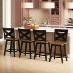 Lot de 4 tabourets de bar pivotants Costway 24" avec dossier, large assise et repose-pieds pour îlot de cuisine
