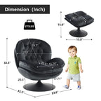 Fauteuil d'appoint pivotant en velours avec pouf Ensemble fauteuil de lecture rond avec repose-pieds, pivotant à 360°, cadre métallique