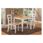 Ensemble table à manger 3 pièces avec 2 chaises à dossier à barreaux blanc/naturel – International Concepts : Bois massif, carré, non extensible