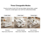 Table basse relevable pliable avec 4 tabourets et rangement