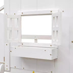 Lit mezzanine cabane de taille double, lit mezzanine cabane en bois avec échelle et barrières de sécurité pour enfants