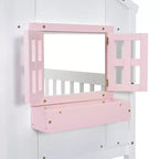 Lit mezzanine cabane de taille double, lit mezzanine cabane en bois avec échelle et barrières de sécurité pour enfants