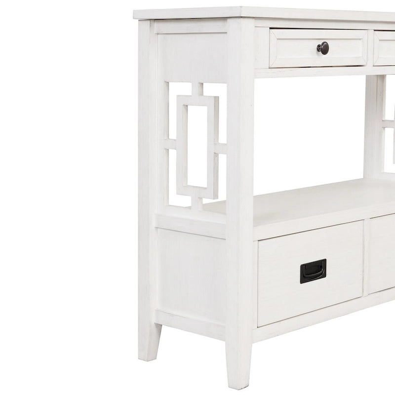 Console avec 4 tiroirs et une étagère de rangement