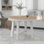 Table de salle à manger ronde extensible TREXM Farmhouse avec plateau en bois de 16 feuilles
