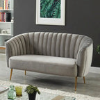 Canapé deux places capitonné en microfibre de velours contemporain Albany par Silver Orchid