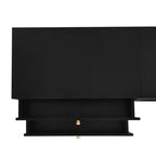 Meuble TV pour téléviseur de 95 pouces, console média extra-longue avec 2 portes et 4 tiroirs, grand meuble de rangement TV avec portes en verre cannelé