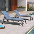 PURPLE LEAF Ensemble de 2 chaises longues de jardin, transats d'extérieur avec cadre en aluminium