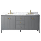Meuble-lavabo de salle de bain Vanity Art 72 po à double vasque avec dessus en marbre reconstitué