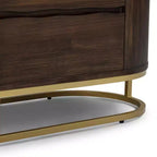 Commode moderne à 6 tiroirs avec plateau Live Edge, piètement en métal et construction en bois mélangé durable
