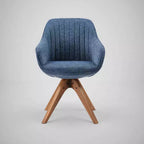 Fauteuil pivotant Art Leon confortable en tissu avec pieds en chêne massif