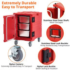 Réchaud traiteur professionnel - Conteneur isotherme chaud/froid pour 6 bacs GN 1/1 avec roulettes robustes
