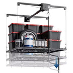 Étagère de rangement de garage robuste réglable, à fixation au plafond avec verrou de sécurité, capacité de 113 kg pour bacs, outils, vélos et garage