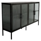 Meuble élégant à 4 portes en verre trempé, 4 portes en verre, étagère réglable