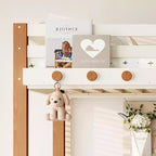 Lit mezzanine moderne avec crochet à vêtements, étagères de rangement et espace sous le lit