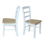 Ensemble table à manger 3 pièces avec 2 chaises à dossier à barreaux blanc/naturel – International Concepts : Bois massif, carré, non extensible
