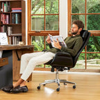 Fauteuil de bureau pivotant réglable en similicuir Glitzhome Mid-century 48 pouces