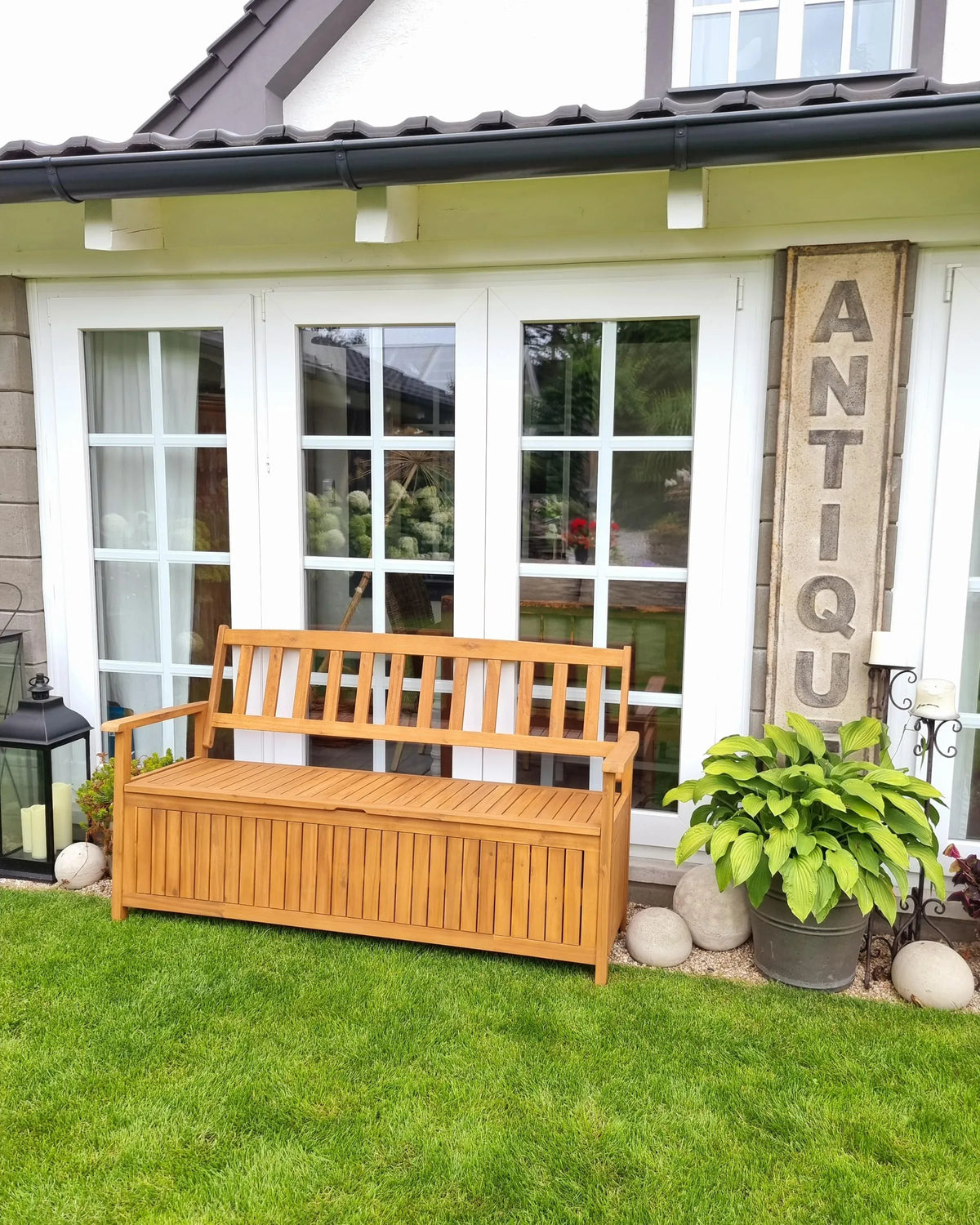 Banc de jardin 160 cm avec coffre de rangement Bois d'acacia Marron
