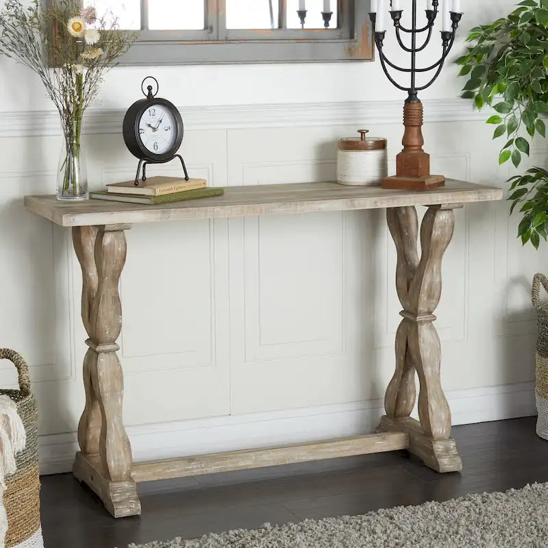 Console ou banc en bois avec finitions vieillies - Marron - Roche River Decor