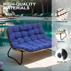 Causeuse double Papasan avec coussin, rotin PE tout temps et cadre en métal pour l'intérieur et l'extérieur