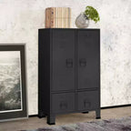vidaXL Armoire en tôle noire avec étagères réglables moyennes