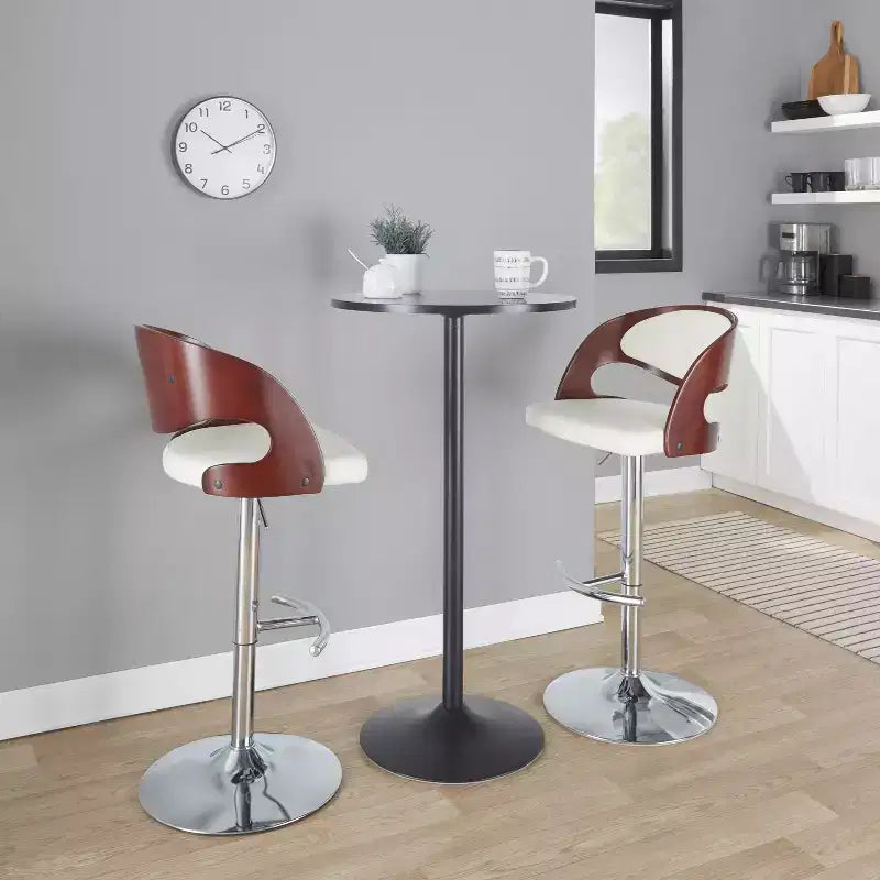 Lot de 2 tabourets de bar réglables pivotants Pino, style Mid-Century Modern - Lumisource