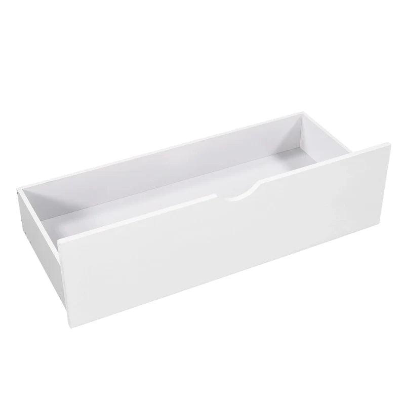 Lit plateforme moderne blanc en forme de L pour deux personnes avec lit gigogne et tiroirs pour chambre à coucher