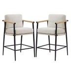 Tabourets de bar modernes Spruce&Spring avec accoudoirs et piètement en métal, lot de 2