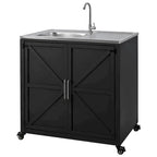 Évier de cuisine d'extérieur mobile, station évier de cuisine modulaire de patio avec armoire