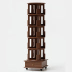 Bibliothèque verticale étroite rotative en bois