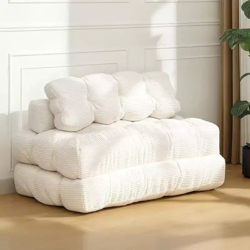 Canapé-lit pliant 3 en 1, chaise de couchage convertible avec oreiller, lit de chaise pliant portable, canapé de sol confortable avec dossier pour salon, beige