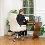 Fauteuil de bureau pivotant réglable en similicuir Glitzhome Mid-century 48 pouces