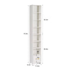 VECELO Armoire de salle de bain étroite de 180 cm de haut, en bois massif, 8 étagères, meuble de rangement autonome