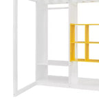 Lit mezzanine enfant avec armoire et étagères, Cadre de lit mezzanine en bois avec meuble de rangement pour enfants et adolescents