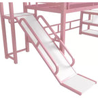 Lit mezzanine cabane avec toboggan et escalier de rangement - Cadre métallique pour enfants et adolescents