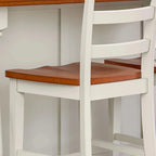 Ensemble îlot de cuisine 3 pièces Homestyles Monarch en bois blanc cassé avec plateau en bois à abattant - 48 x 25 x 36