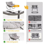 Fauteuil à bascule Heynemo pour patio avec ottoman, fauteuil à bascule œuf intérieur/extérieur avec coussins, fauteuil de salon en métal, fauteuil papasan surdimensionné, fauteuil de lecture