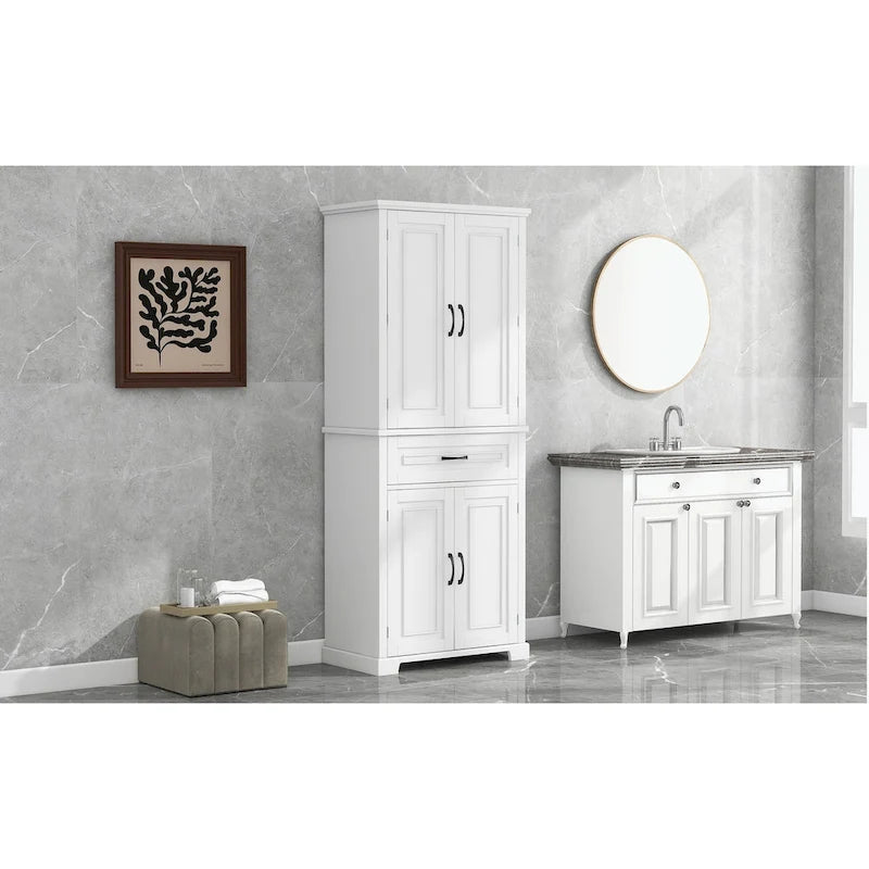 Meuble de rangement pour salle de bain avec portes et tiroir