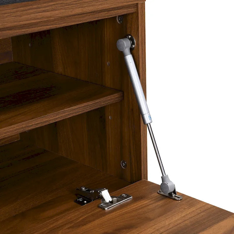 Banc de rangement pour chaussures, meuble à chaussures avec assise rembourrée et deux portes pour entrée