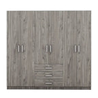 Armoire 6 portes en bois avec 3 grands tiroirs de rangement pour chambre à coucher