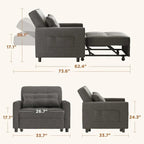 Canapé-lit convertible 3-en-1, Canapé-chaise dépliable, Lit pliant convertible pour salon
