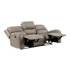 Canapé inclinable manuel double Patsy 85 pouces, microfibre marron à dossier capitonné