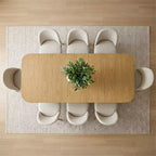 Ensemble de salle à manger 9 pièces pour 8 personnes, table à tréteaux extensible avec chaises rembourrées aux pieds en bois massif-Panipeachy