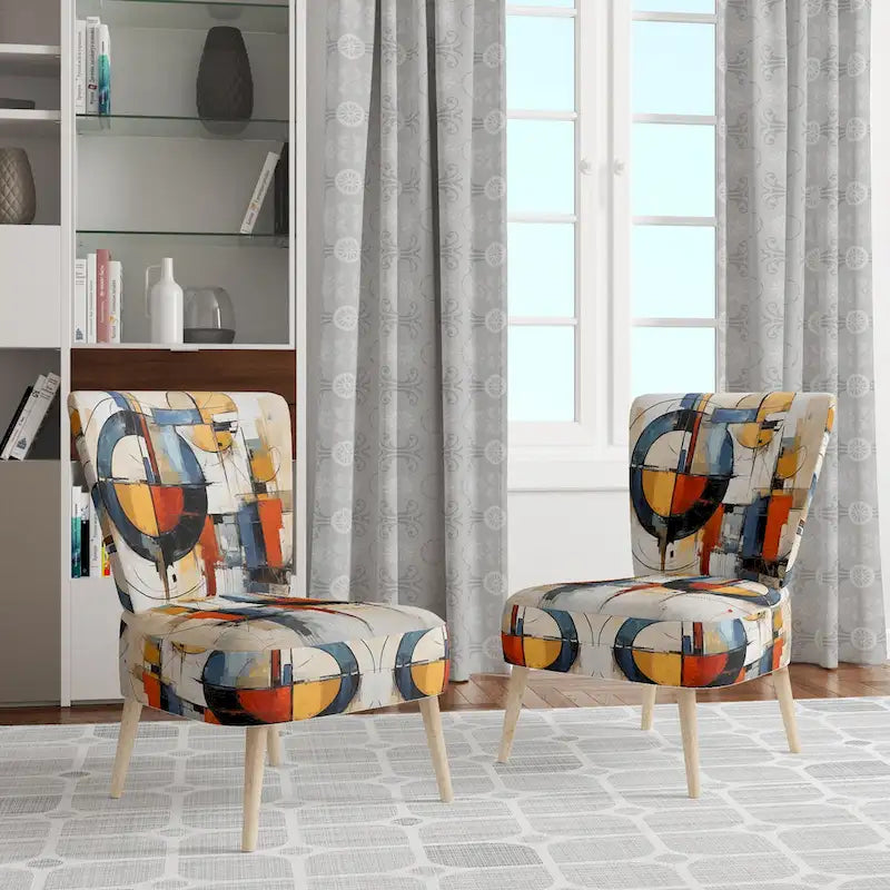 Fauteuil d'appoint rembourré et fauteuil moderne du milieu du siècle Designart Colorful Mid Century Abstract Fusion I